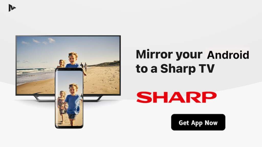 Banner promoting MirrorMeister For Android Sharp Tv app