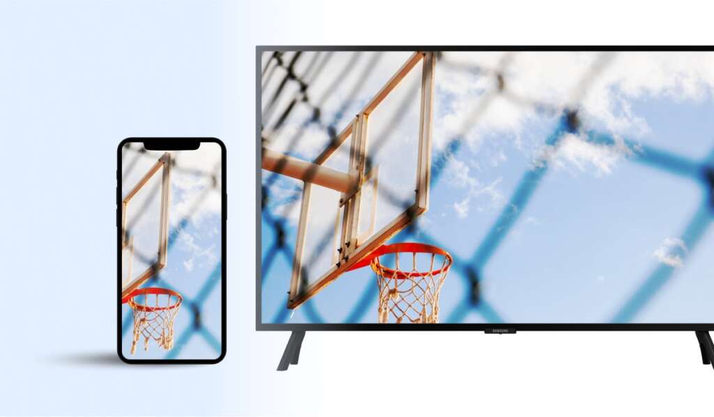 Phone casting image of basketball to a TV