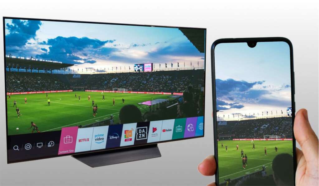 Phone casting image of football field to an LG TV