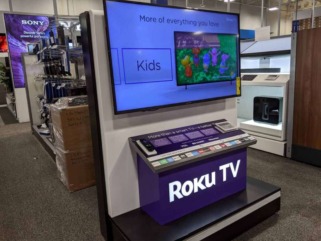 Roku TV on a store display