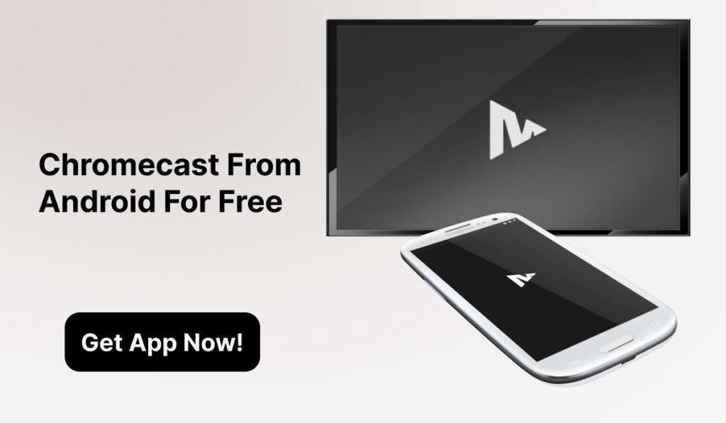 Banner promoting MirrorMeister with an Android smartphone casting MirrorMeister logo to a Chromecast-equipped TV